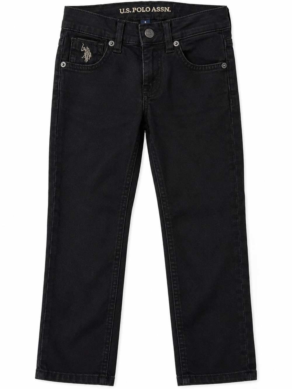 U.S. Polo Assn Boys Size 8 Black Stretch Jeans Straight Leg Cotton Pants